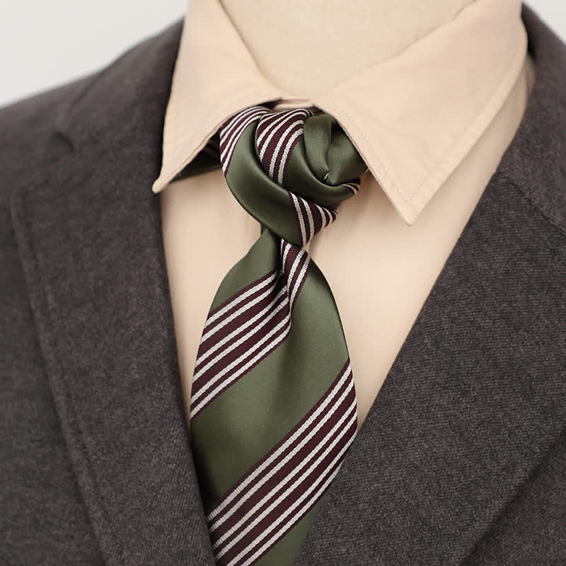 Cravate verte pour homme, motif printemps tranquille