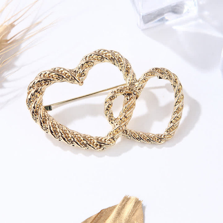 Broche double amour cœur à cœur pour femme