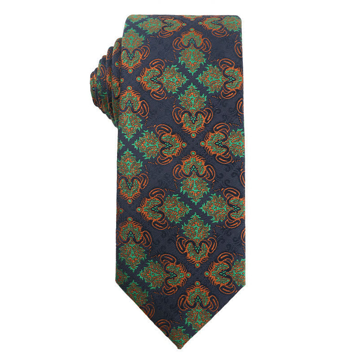 Cravate pour homme série orange vert forêt - Exotique - image 2