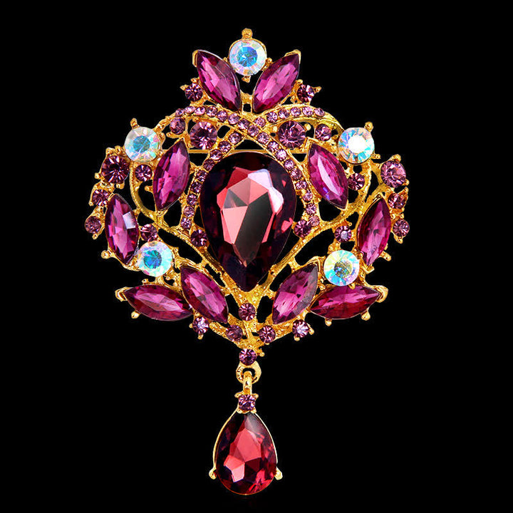 Broche en forme de goutte d'eau en forme de bouton floral brillant pour femme