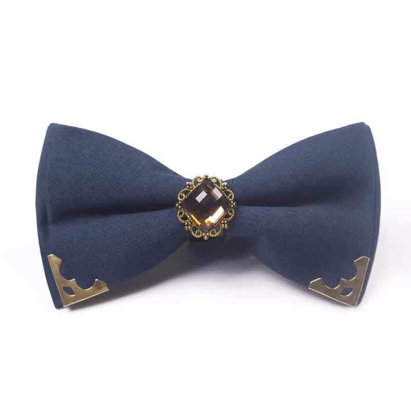 Nœud papillon en coton à bordure dorée pour homme