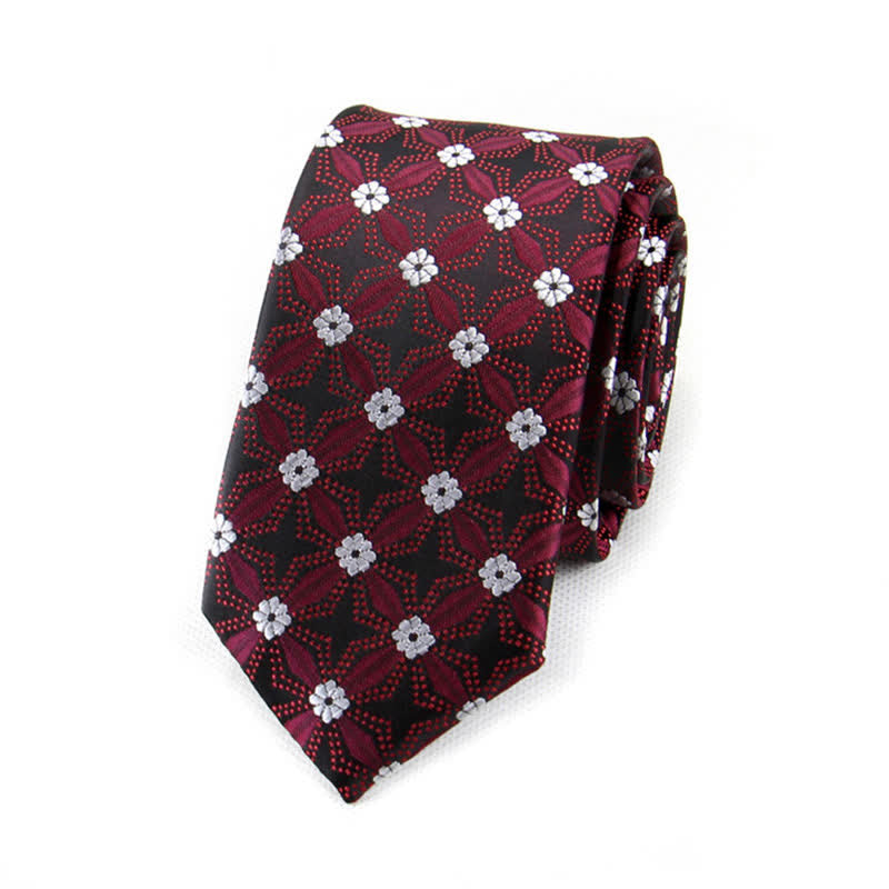 Cravate géométrique brodée de fleurs pour homme