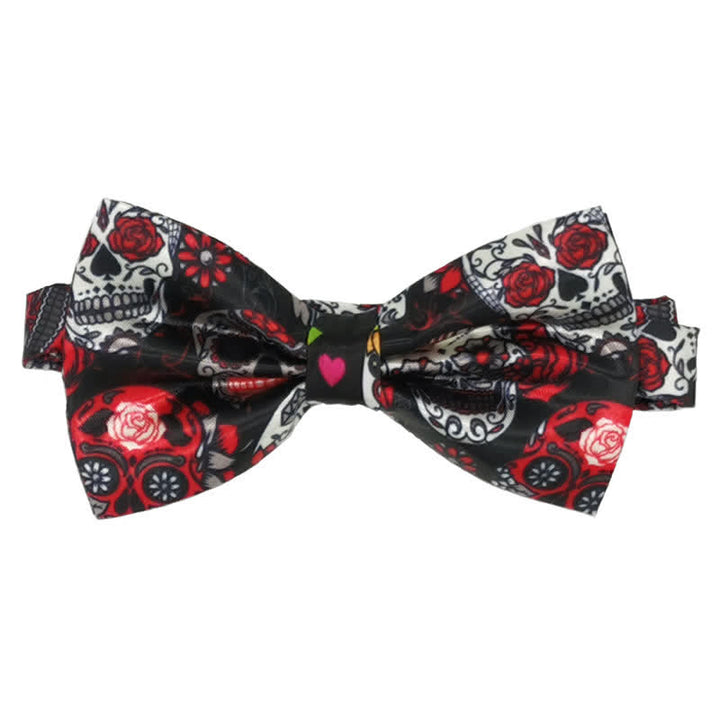 Nœud papillon Halloween pour homme avec tête de mort éclaboussée de sang