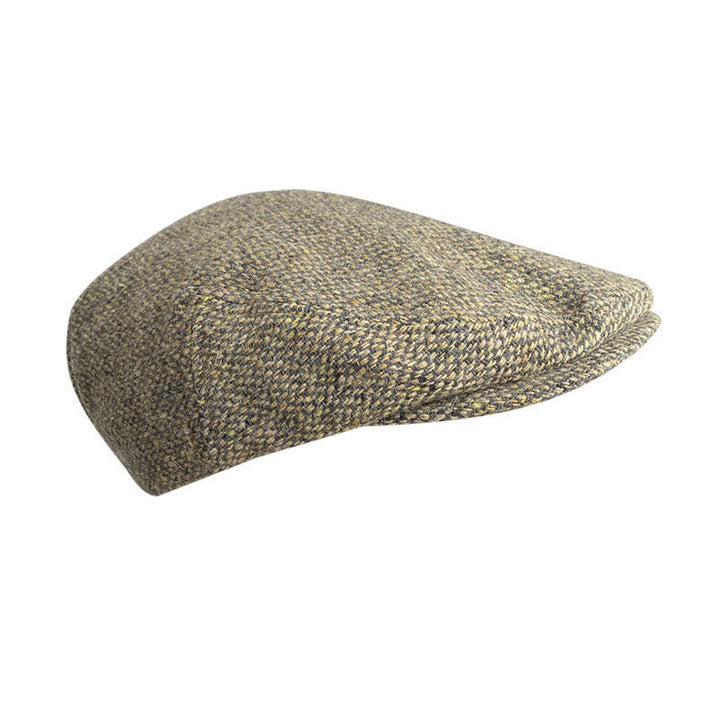 Casquette plaque en tweed à chevrons et à carreaux