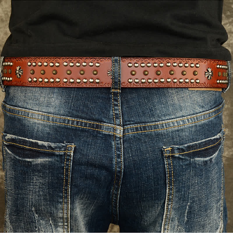 Ceinture décorative unisexe à rivets croisés de style rock