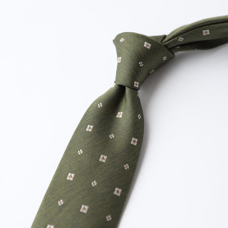 Cravate verte pour homme, motif printemps tranquille