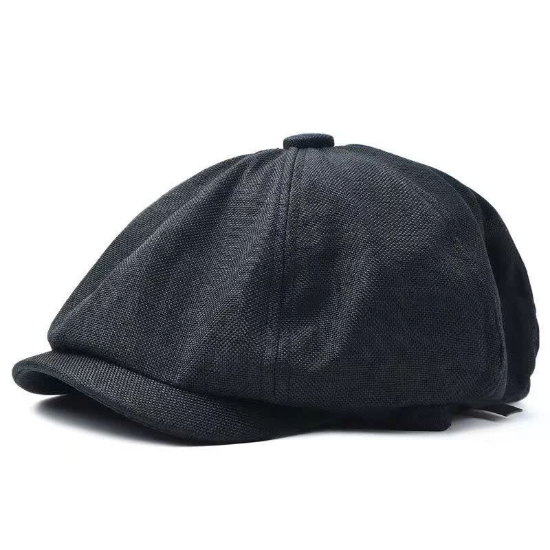 Casquette béret octogonale décontractée en lin respirant - Noir - Réglable (environ 21 5/8"-23 5/8") - image 8