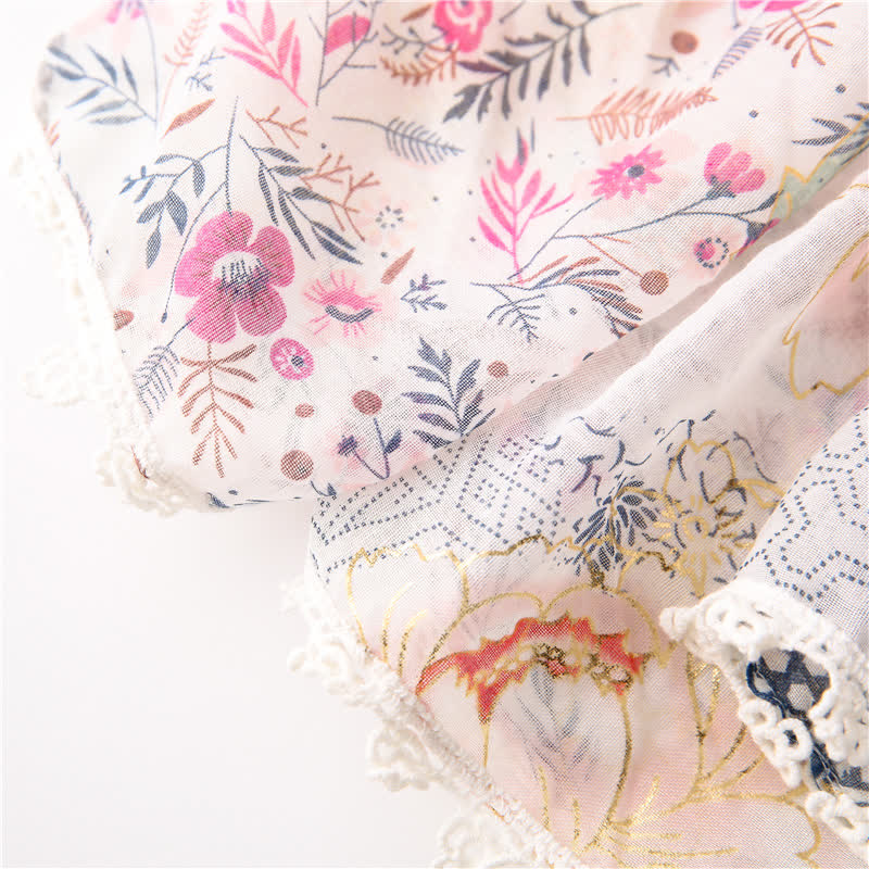 Écharpe en voile fin et dentelle florale pour femme