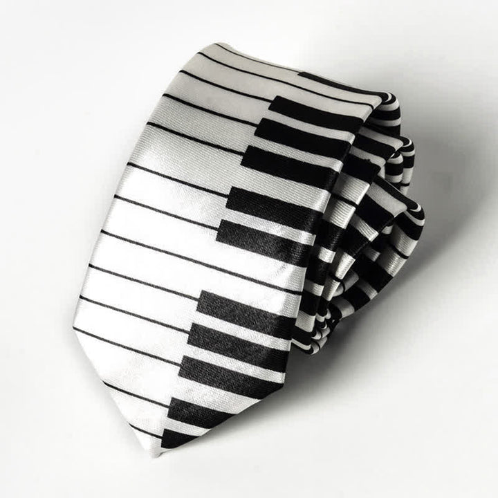 Cravate pour homme avec notes de musique de piano - Piano blanc - image 17