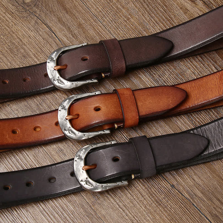 Ceinture en cuir à boucle sculptée vintage classique pour homme
