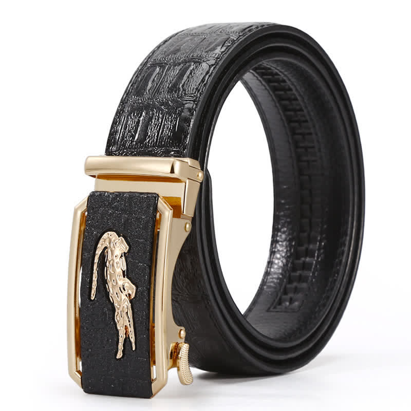 Ceinture en cuir à boucle en relief crocodile pour homme