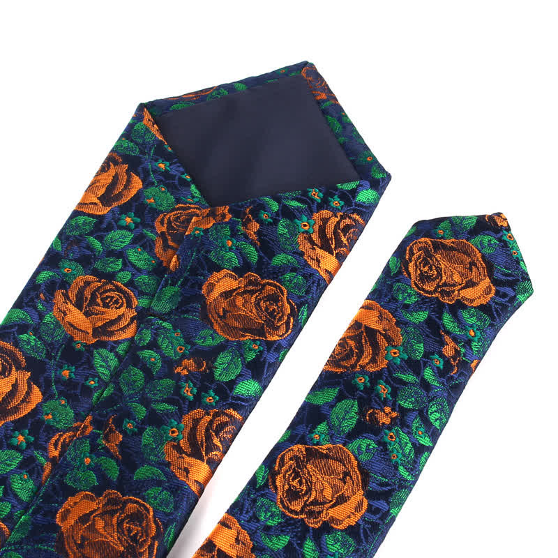 Cravate élégante à feuilles de roses pour hommes