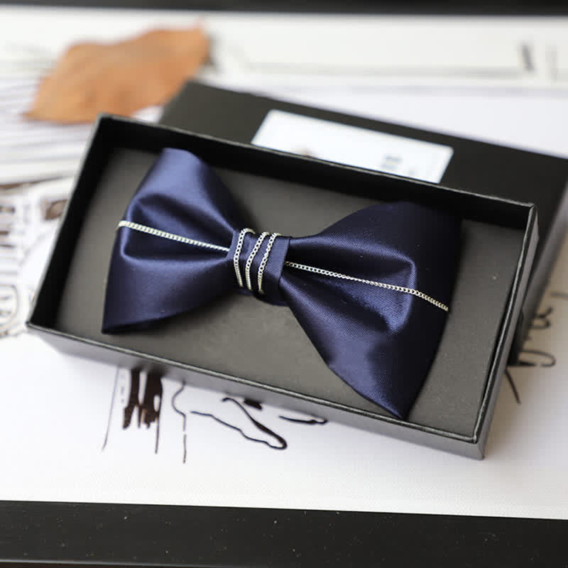 Nœud papillon uni à chaîne Bling pour homme