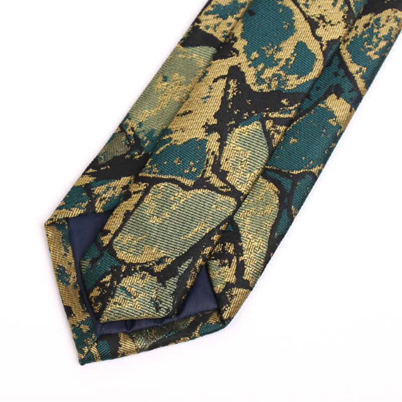 Cravate à motif abstrait doré et vert pour homme 