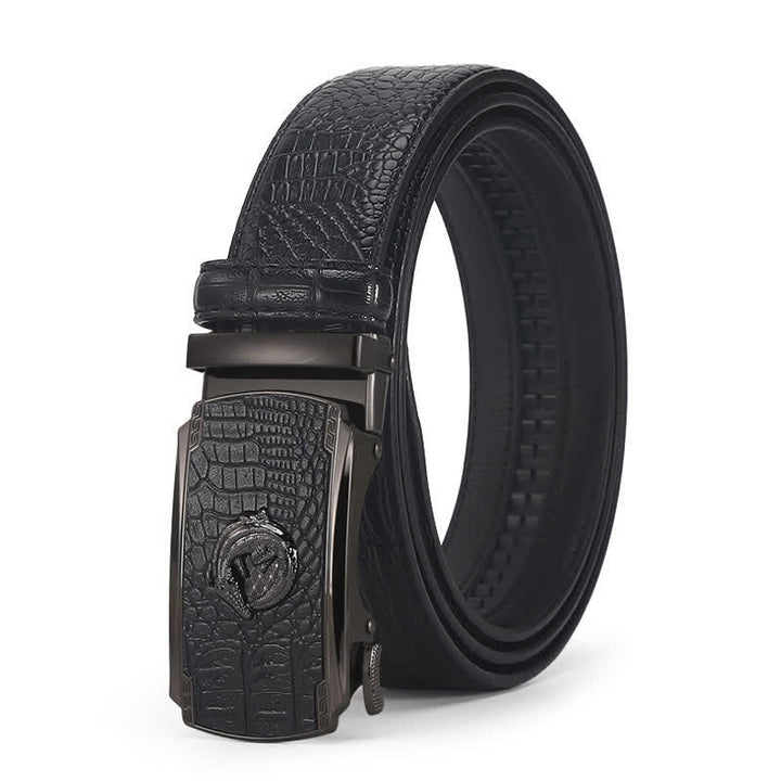 Ceinture en cuir à boucle automatique pour homme, motif crocodile