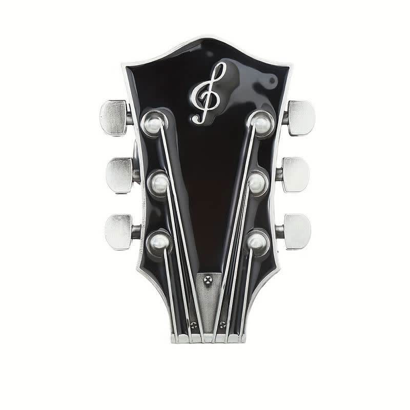 Ceinture en cuir avec boucle de tête de guitare musicale DIY pour homme