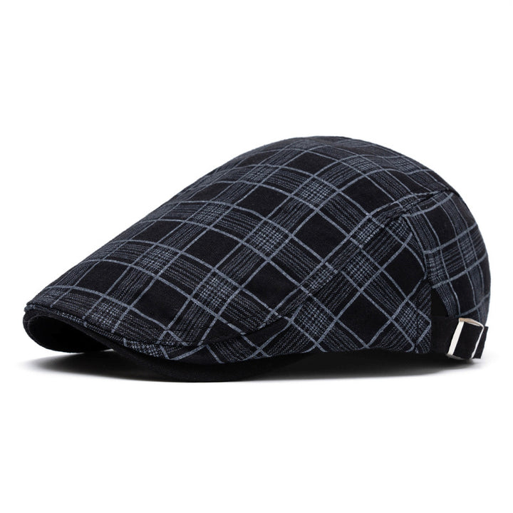 Béret en pur coton à rayures et à carreaux, tendance printemps-été - Grille noire - Réglable (22"-24") - image 11