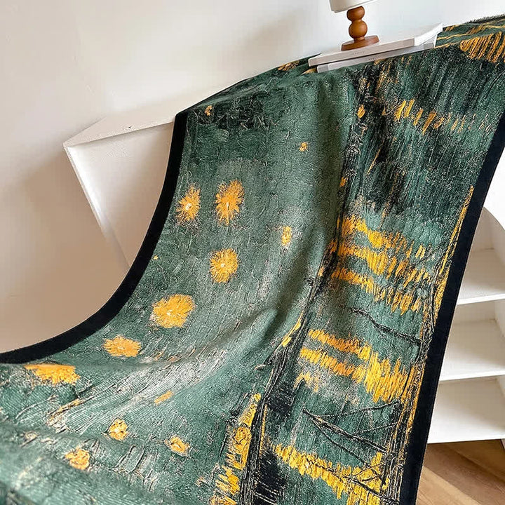 Écharpe épaisse à motif de peinture à l'huile pour femme avec magnifique scène