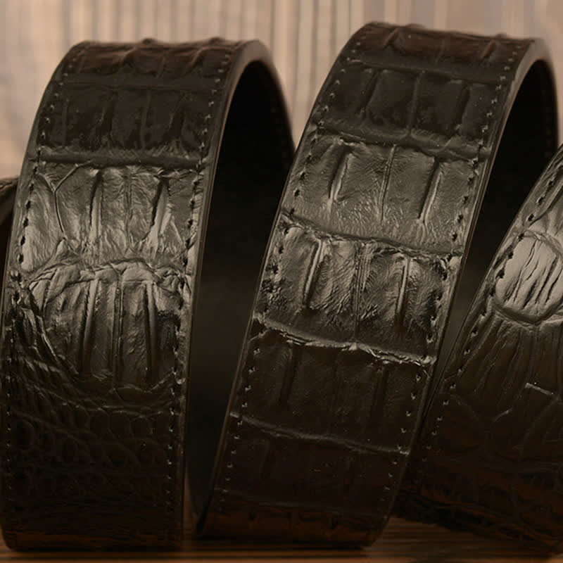 Ceinture en cuir gaufré crocodile tête d'aigle pour homme