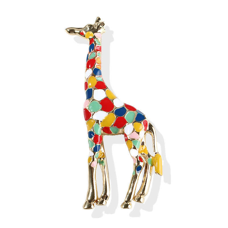 Broche girafe en émail brillant pour femme