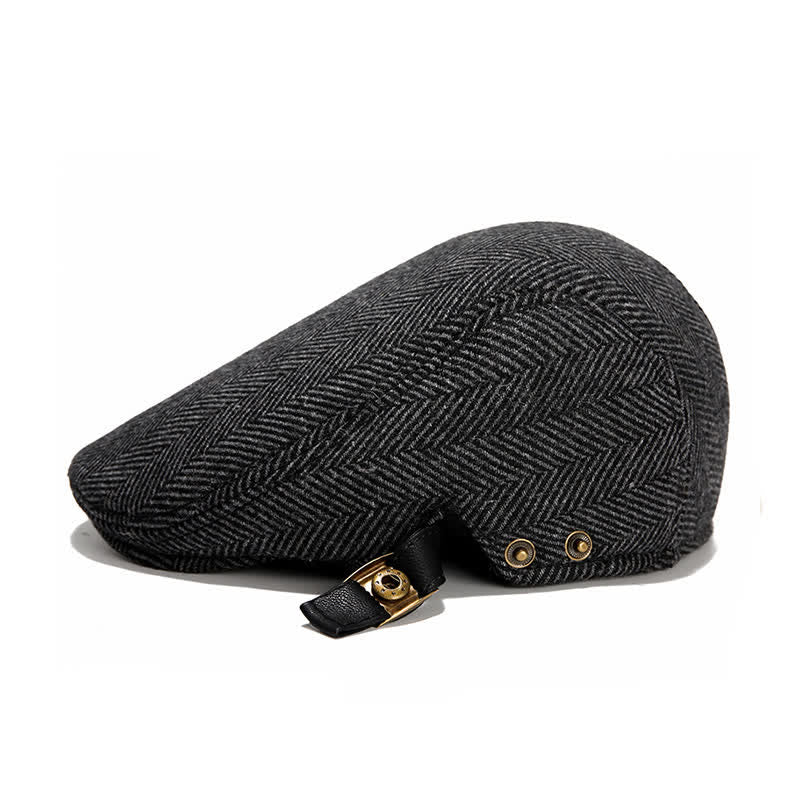 Béret plat en cuir avec boucle réglable
