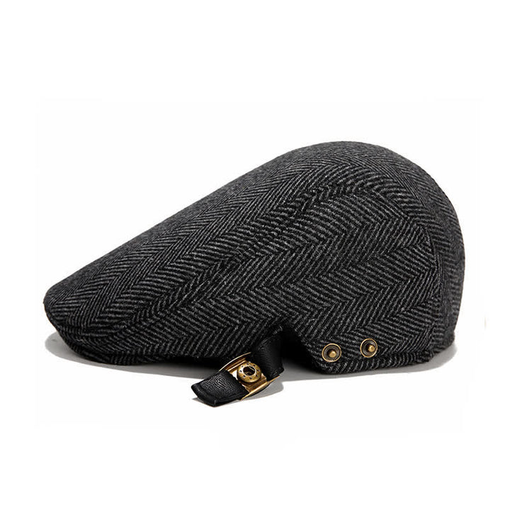 Béret plat en cuir avec boucle réglable