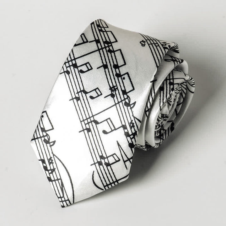 Cravate pour homme avec notes de musique de piano - Bâton blanc - image 8