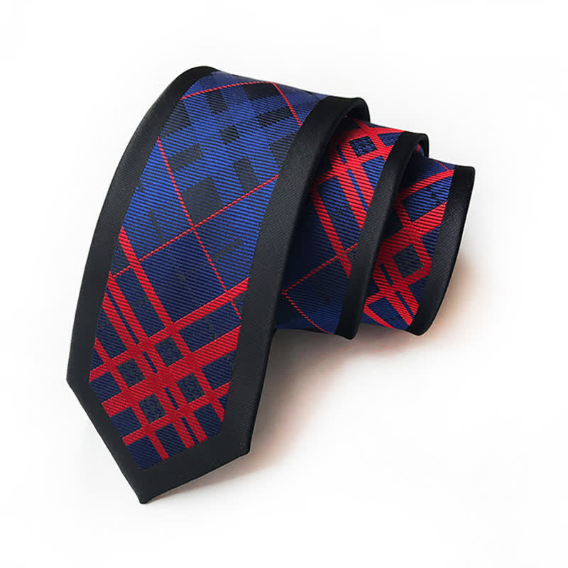 Cravate à carreaux pour homme, style noble et intemporel - Marine et rouge - image 2