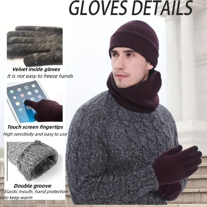 Ensemble de 3 bonnets chauds, écharpes, gants pour écran tactile