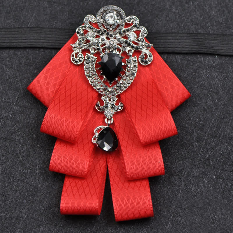 Ensemble de 3 nœuds papillon à carreaux noirs et strass