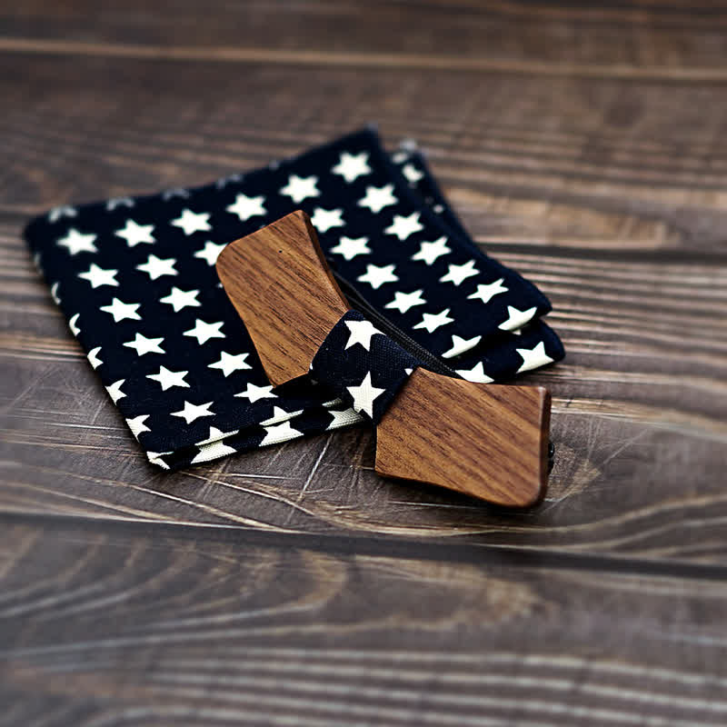 Lot de 2 noeuds papillon en bois en forme de col pour homme