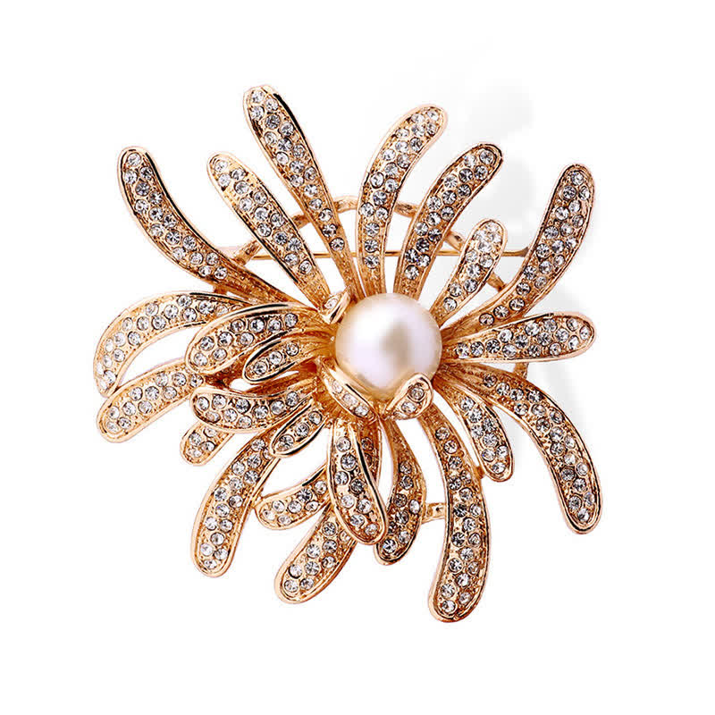 Broche florale en perles coralliennes pour femme