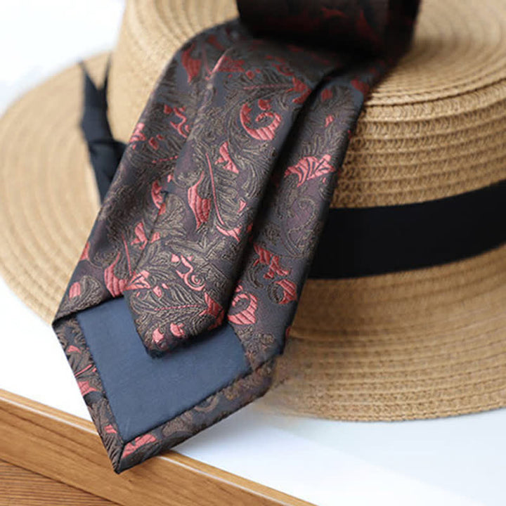 Cravate mystère exotique pour homme avec chardons noirs et rouges
