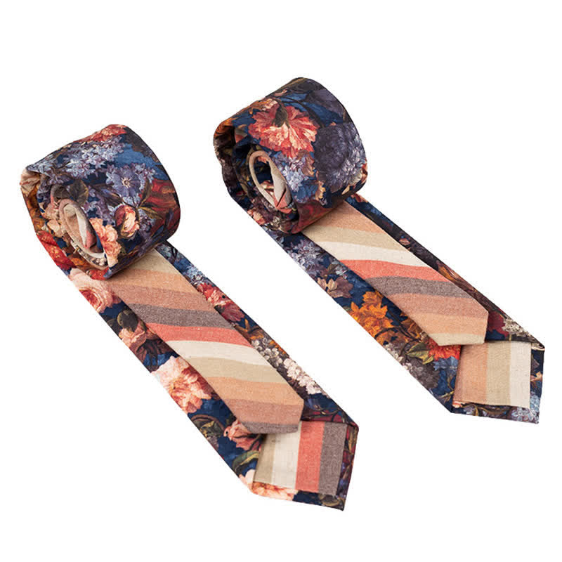 Cravate patchwork florale à carreaux pour homme - Fleuri bordeaux - image 37