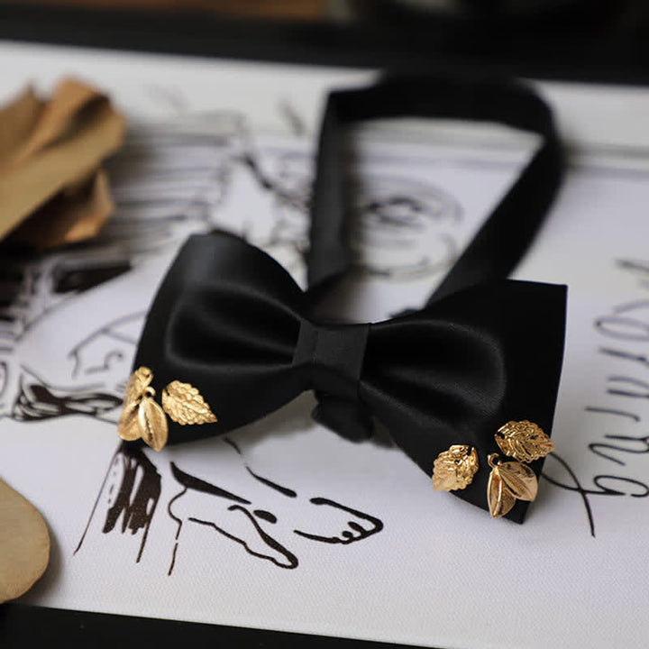 Nœud papillon de mariage pour homme avec feuilles de jardin