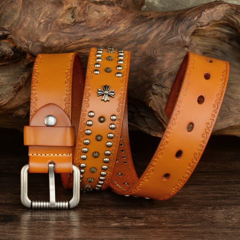 Ceinture décorative unisexe à rivets croisés de style rock