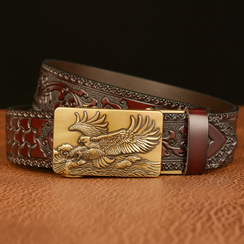 Ceinture en cuir pour homme avec ailes déployées en forme d'aigle
