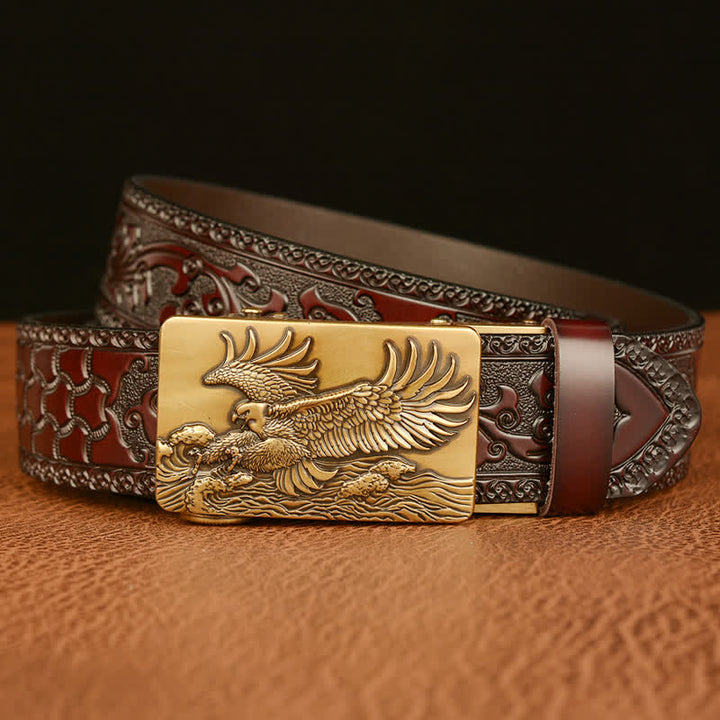 Ceinture en cuir pour homme avec ailes déployées en forme d'aigle