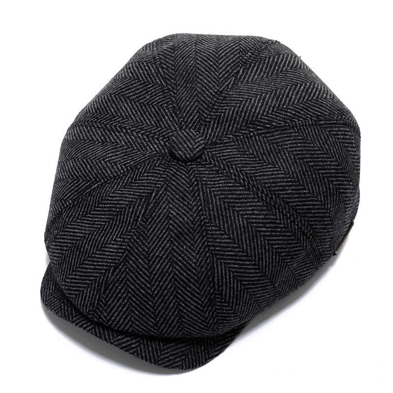 Casquette plate classique de vendeur de journaux avec béret à cache-oreilles - Chevrons gris - Réglable (environ 22"-23 5/8") - image 10