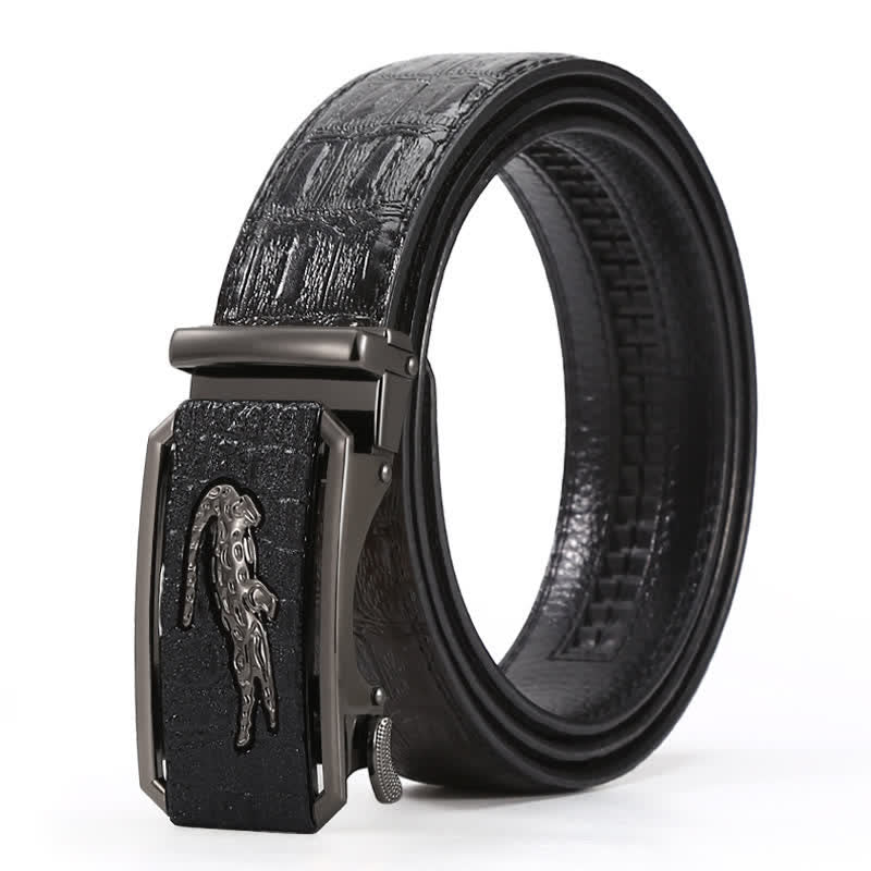 Ceinture en cuir à boucle en relief crocodile pour homme