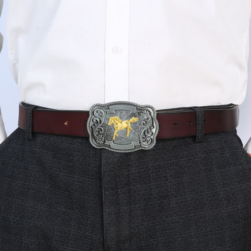 Ceinture en cuir à boucle animalière sculptée en or pour homme - image 2