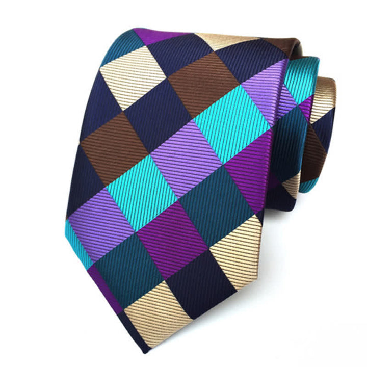 Cravate habillée à carreaux multicolores pour homme