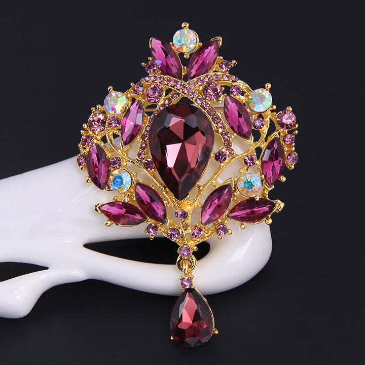 Broche en forme de goutte d'eau en forme de bouton floral brillant pour femme