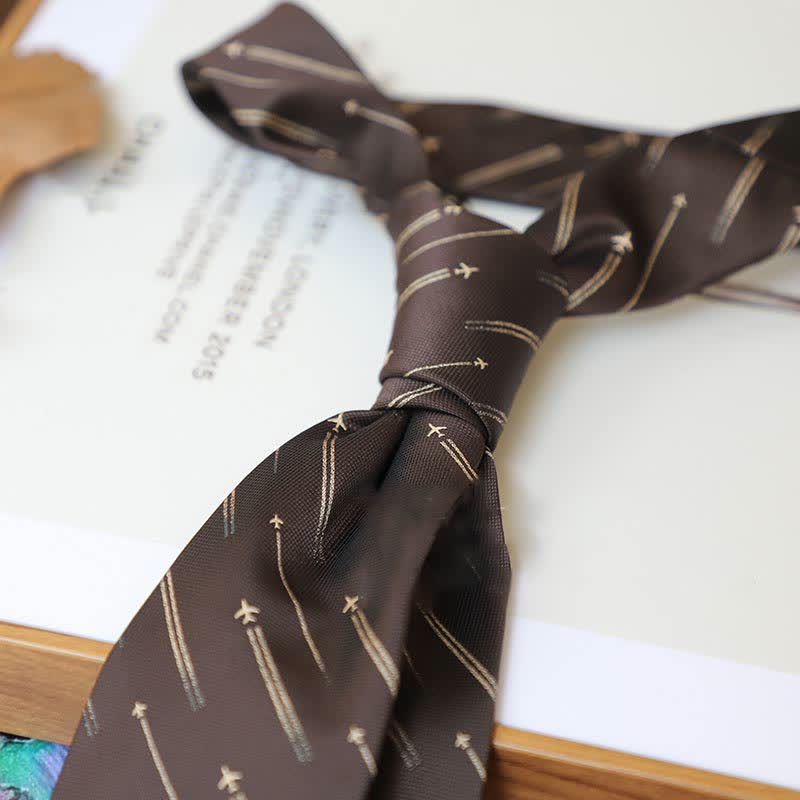 Cravate à rayures pour homme, série couleurs café, motif cachemire