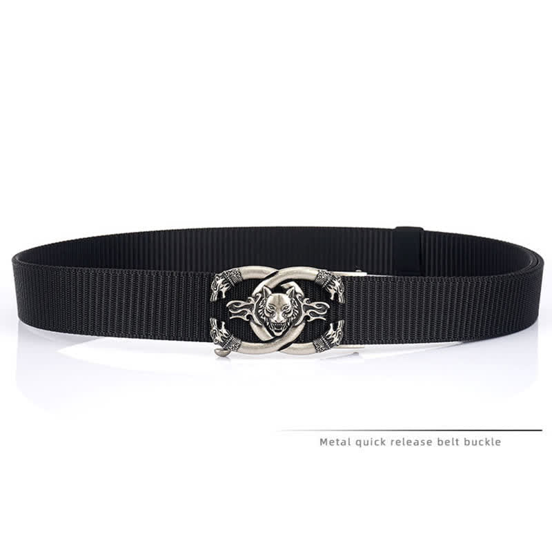 Ceinture en nylon pour homme avec loups féroces en flammes
