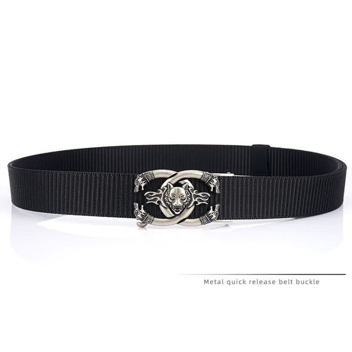 Ceinture en nylon pour homme avec loups féroces en flammes