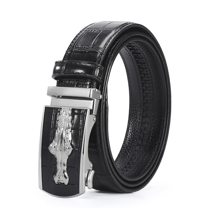 Ceinture en cuir à boucle automatique pour homme, motif crocodile