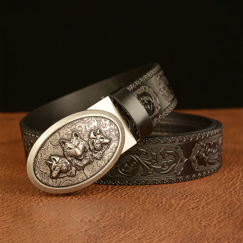 Ceinture en cuir pour homme avec motif Légende des loups affamés
