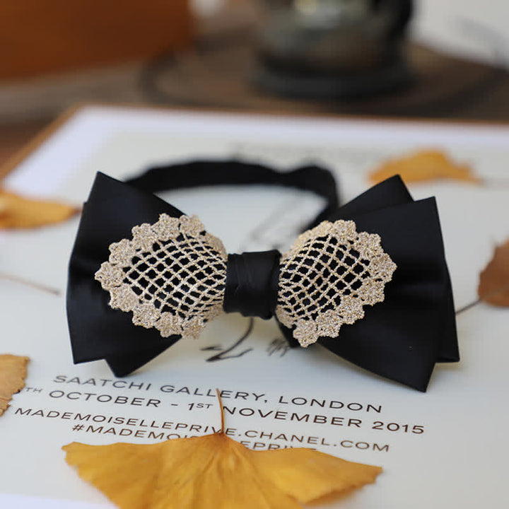 Nœud papillon élégant en dentelle fleurie pour homme