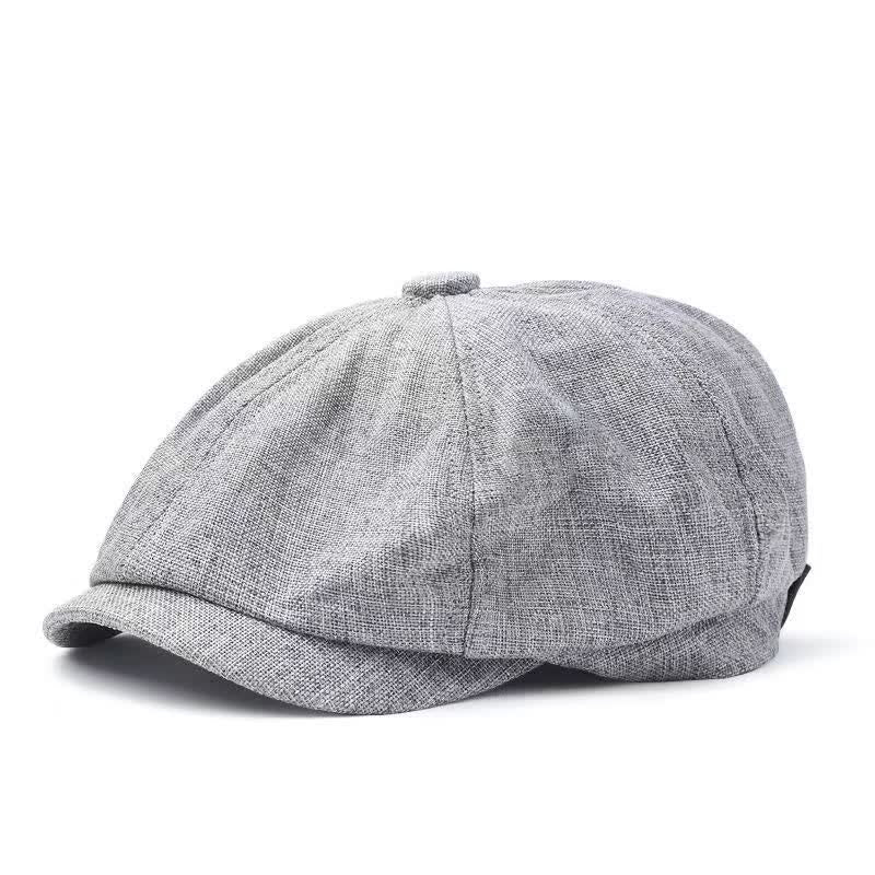 Casquette béret octogonale décontractée en lin respirant - Gris - Réglable (environ 21 5/8"-23 5/8") - image 2